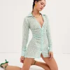 Hot For Love & Lemons Drea  Long Sleeve Mini Dress Green