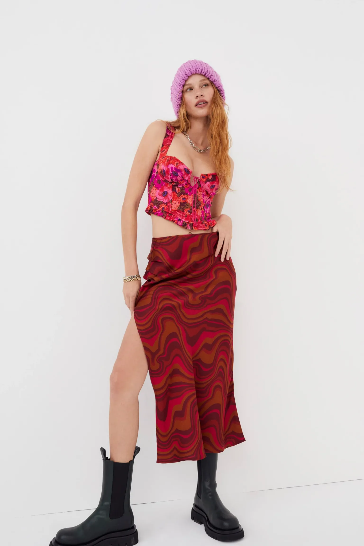 eleanor_midi_skirt_2.webp Cheap For Love & Lemons Eleanor Midi Skirt Red