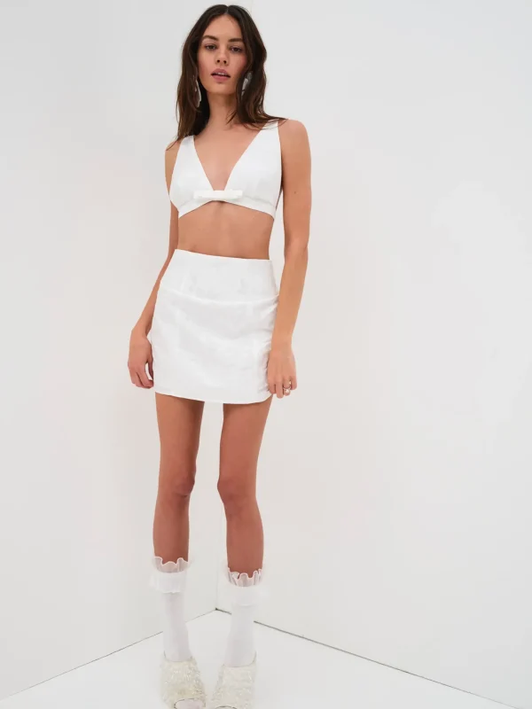 Discount For Love & Lemons Emery Mini Skirt White