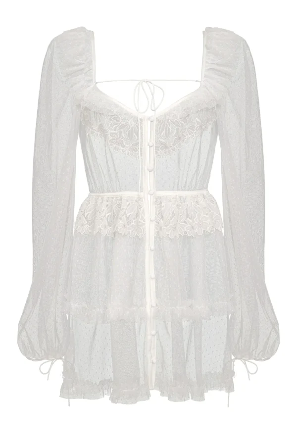 New For Love & Lemons Eternal Rose Applique Cover Up White