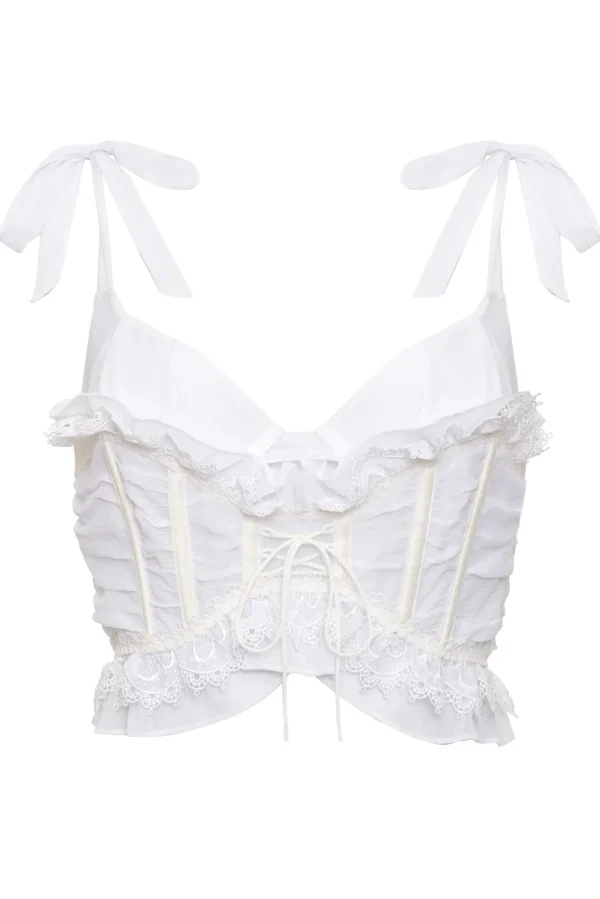 Fashion For Love & Lemons Farmhouse Floral Bustier White