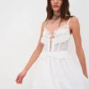 Cheap For Love & Lemons Farmhouse Floral Slip Dress White
