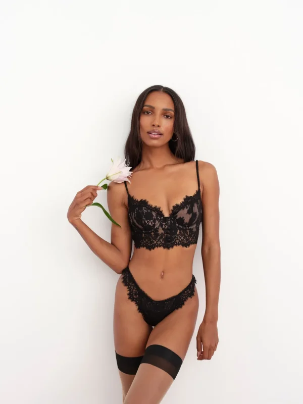 Sale For Love & Lemons Faye Lace Underwire Bra Black