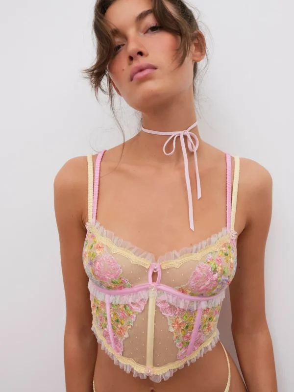 Shop For Love & Lemons Floral Frenzy Bustier Yellow