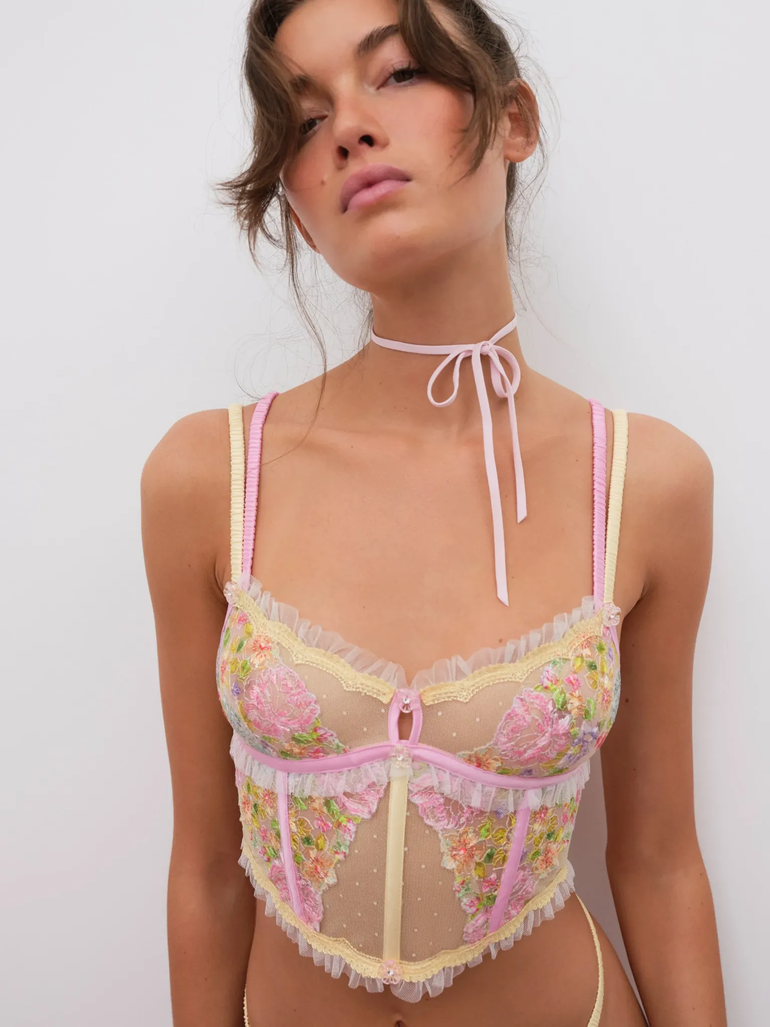 floral_frenzy_bustier_0.webp Shop For Love & Lemons Floral Frenzy Bustier Yellow