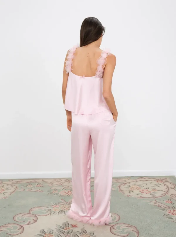 Cheap For Love & Lemons Floral Trim Pj Set Pink