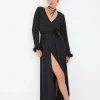 Online For Love & Lemons Floral Trim Robe Black