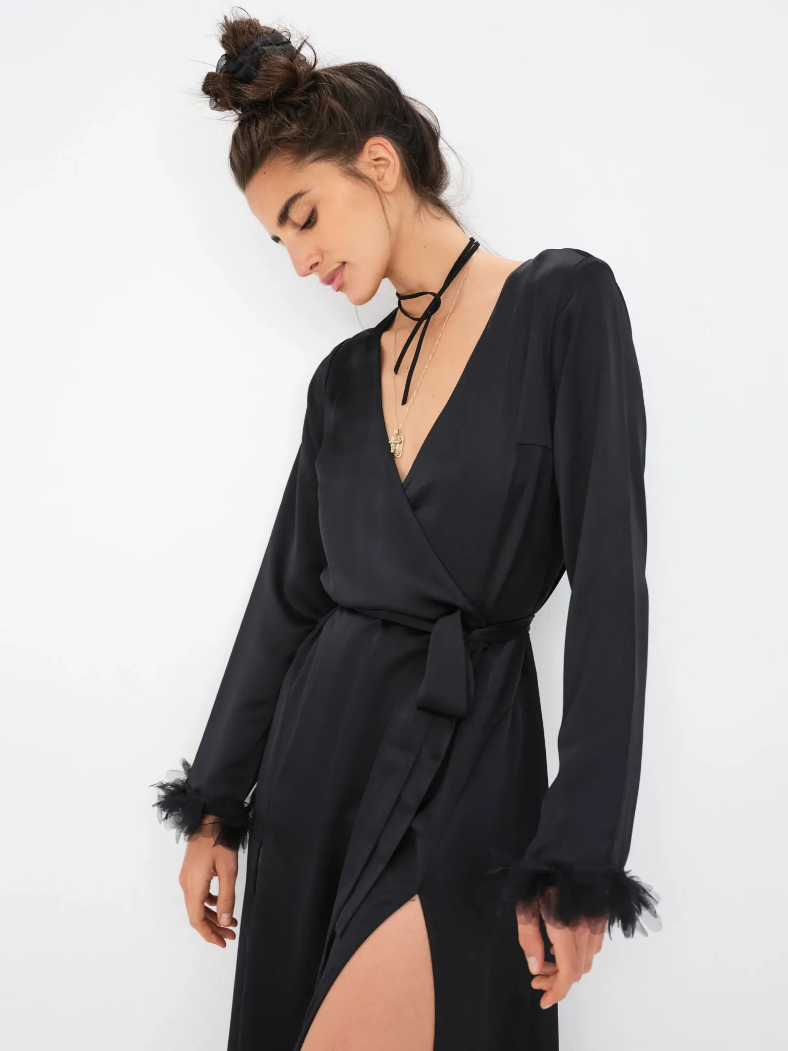 floral_trim_robe_6.webp Online For Love & Lemons Floral Trim Robe Black