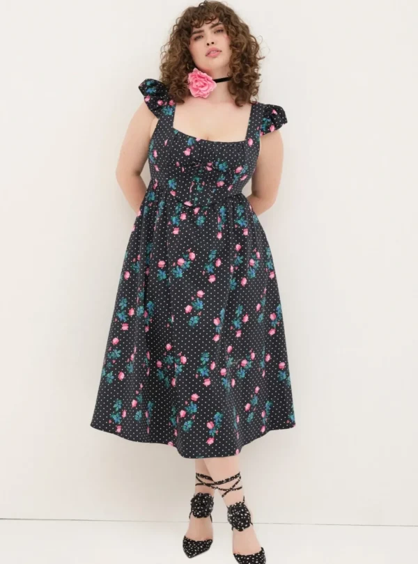 Flash Sale For Love & Lemons Florentina Midi Dress Black