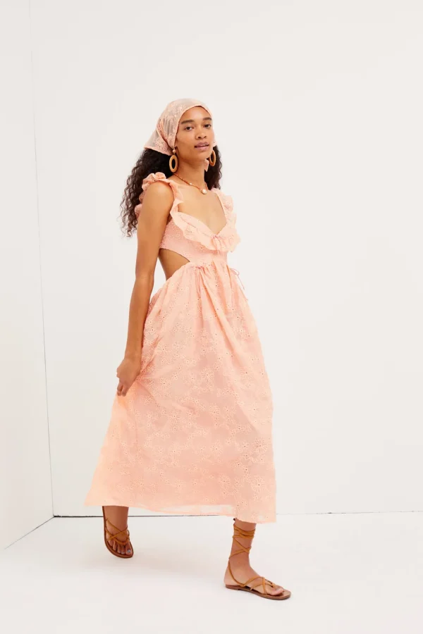 Cheap For Love & Lemons Frances Midi Dress Orange