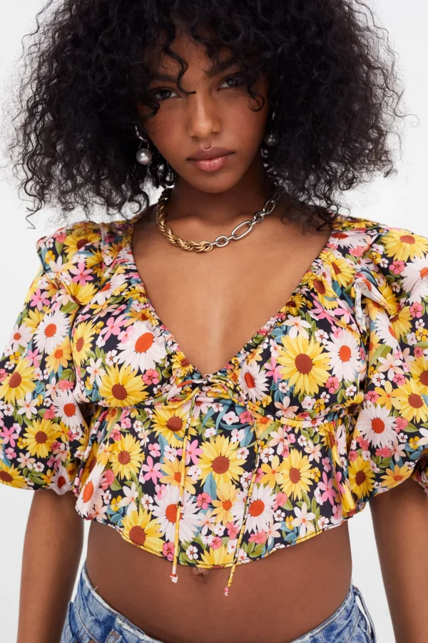 Best Sale For Love & Lemons Glenn Crop Top Yellow