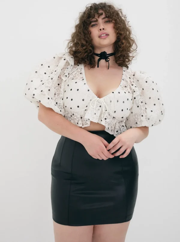 Discount For Love & Lemons Glenn Crop Top White