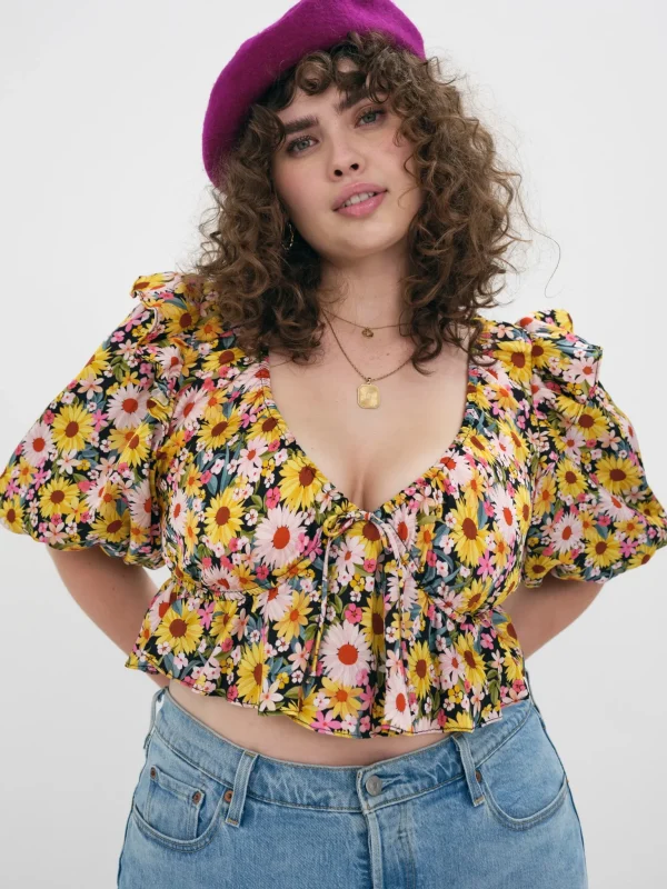 Best Sale For Love & Lemons Glenn Crop Top Yellow