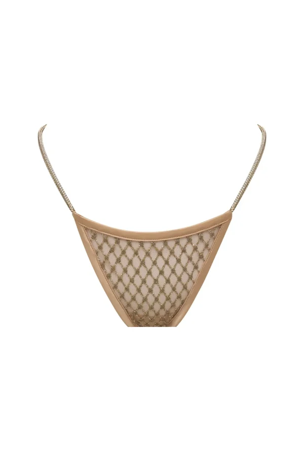 Clearance For Love & Lemons Glitter Thong Panty Gold