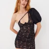 Shop For Love & Lemons Halle One Shoulder Mini Dress Black