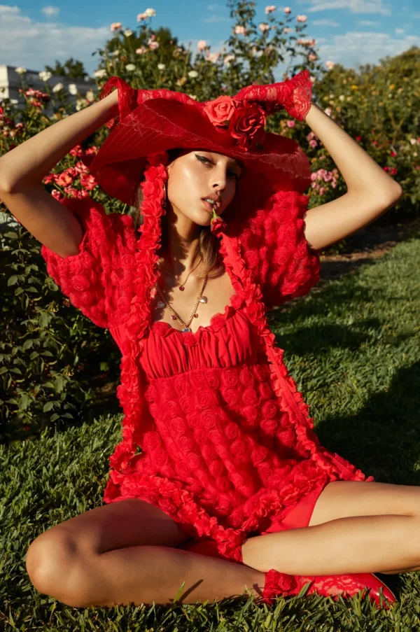Best Sale For Love & Lemons Hannah Mini Dress Red