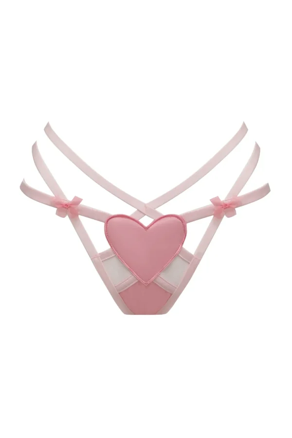 Hot For Love & Lemons Heart Thong Panty Pink