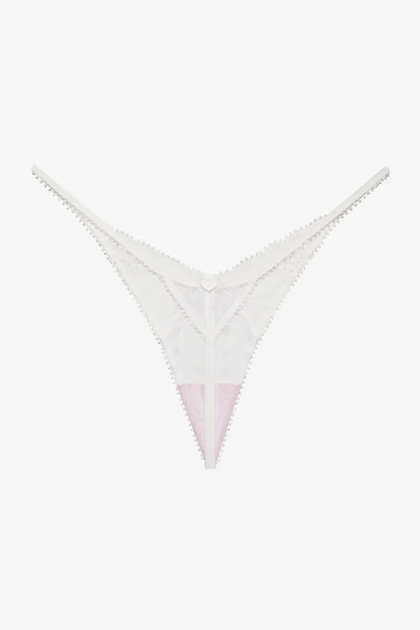 Flash Sale For Love & Lemons Heart Window Thong Panty White