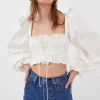 Shop For Love & Lemons Heather Crop Top White