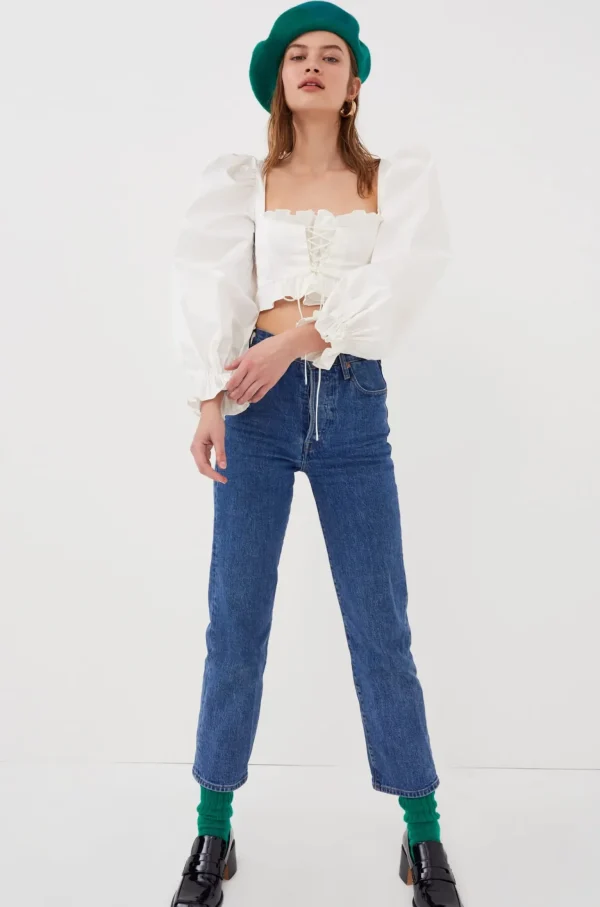 Shop For Love & Lemons Heather Crop Top White