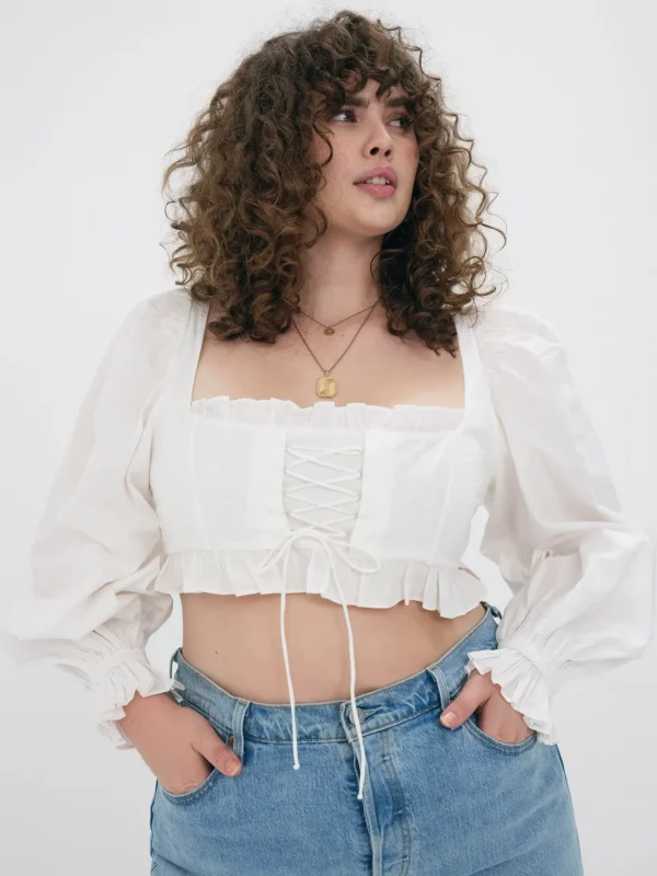 Shop For Love & Lemons Heather Crop Top White