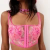 Fashion For Love & Lemons Hibiscus Embroidery Bustier Pink