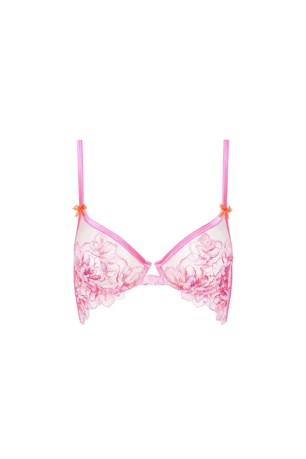 Outlet For Love & Lemons Hibiscus Embroidery Underwire Bra Pink