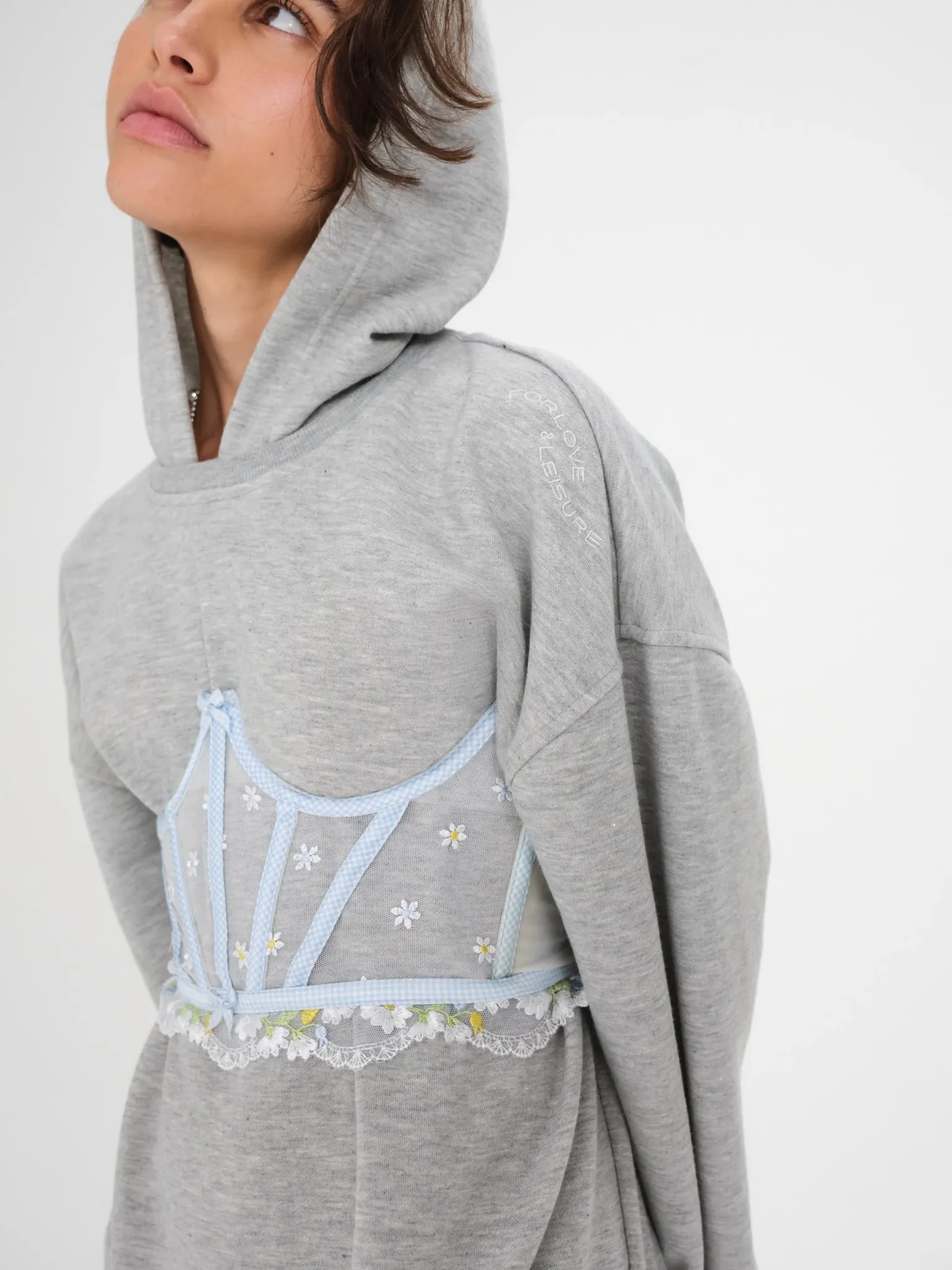 hooded_sweatshirt_1.webp Shop For Love & Lemons Hooded Sweatshirt Grey