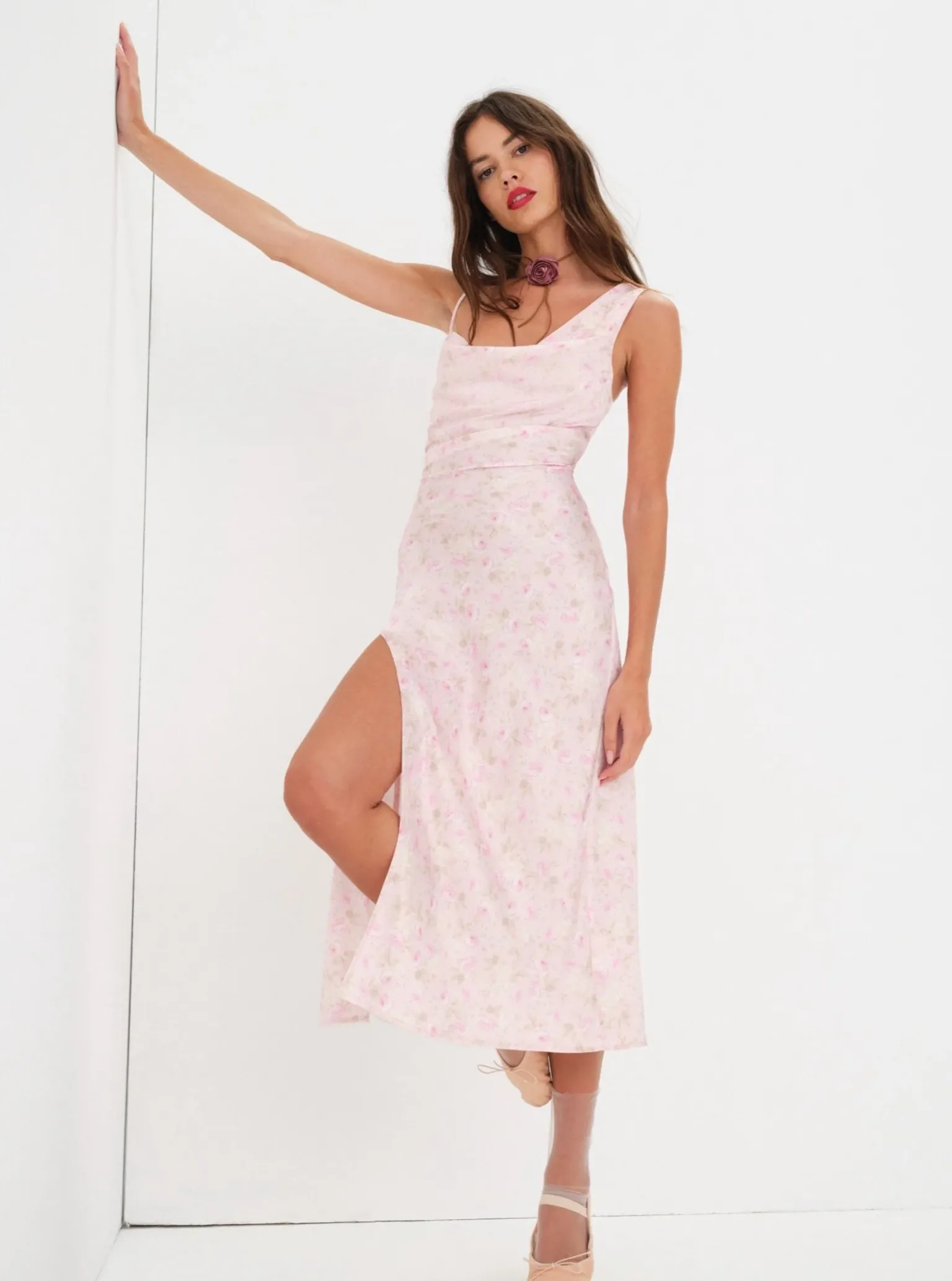 ilana_midi_dress_0.webp Online For Love & Lemons Ilana Midi Dress Pink