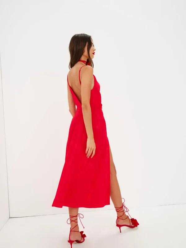 Discount For Love & Lemons Ilana Midi Dress Red