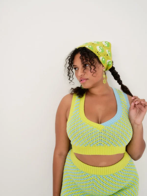 Online For Love & Lemons Jacinda Crop Top Green