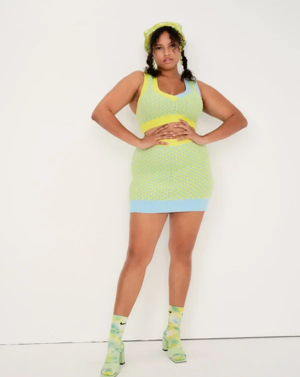 New For Love & Lemons Jacinda Mini Skirt Green