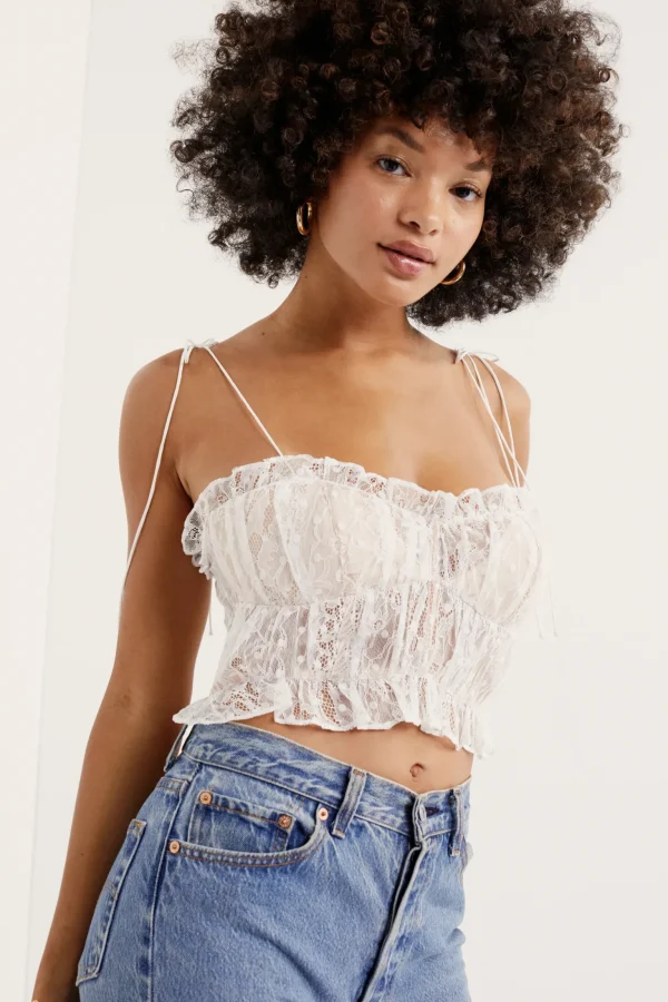 Outlet For Love & Lemons Jules Crop Top Ivory