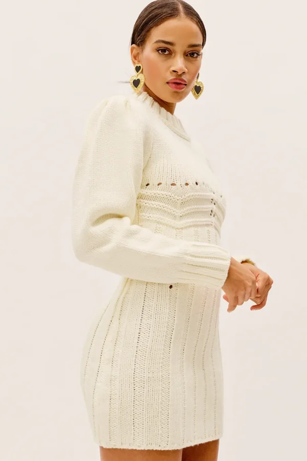 Sale For Love & Lemons Jules Sweater Dress Ivory