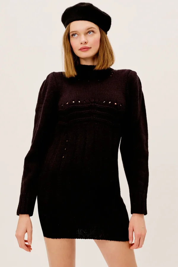 Best Sale For Love & Lemons Jules Sweater Dress Black