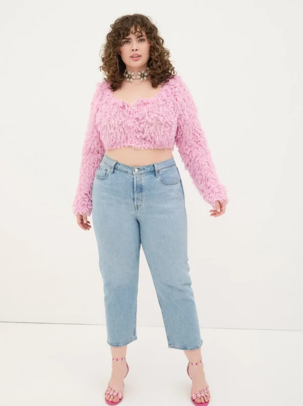 Clearance For Love & Lemons June Cropped Sweater Pink