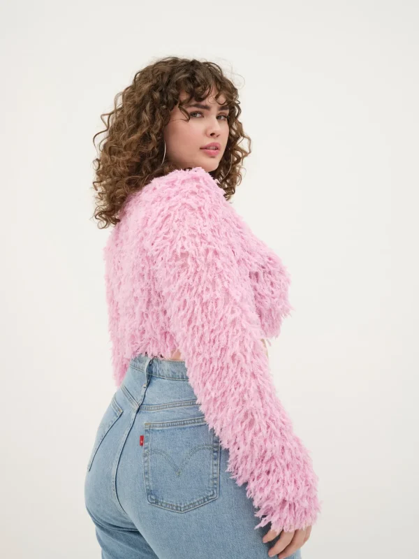 Clearance For Love & Lemons June Cropped Sweater Pink