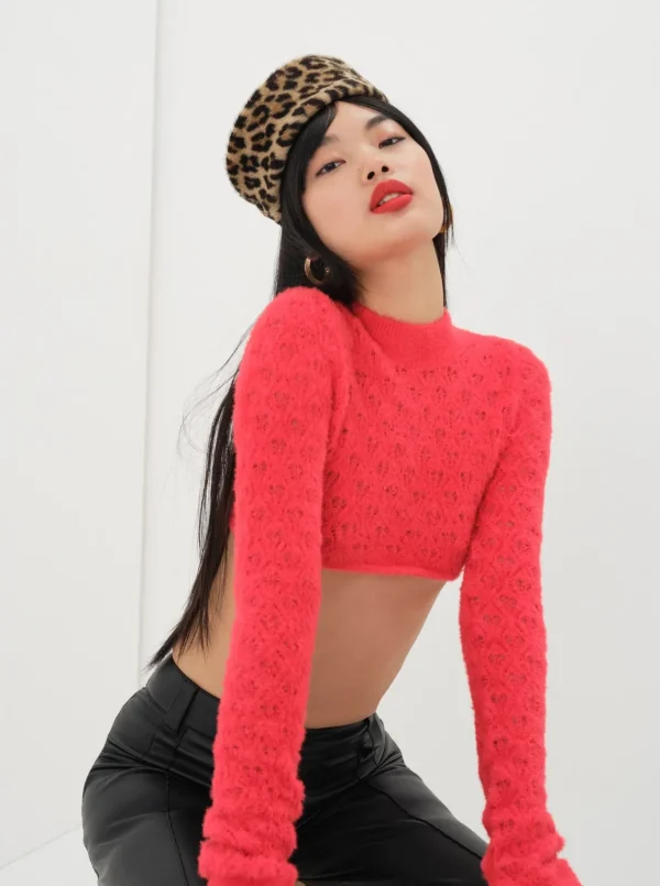 Hot For Love & Lemons Katana Cropped Sweater Red