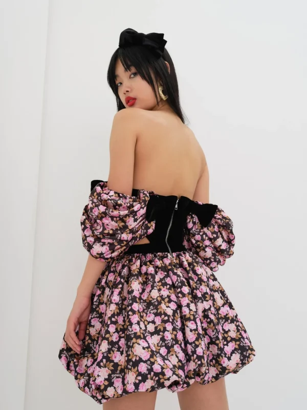 New For Love & Lemons Kate Mini Dress Black