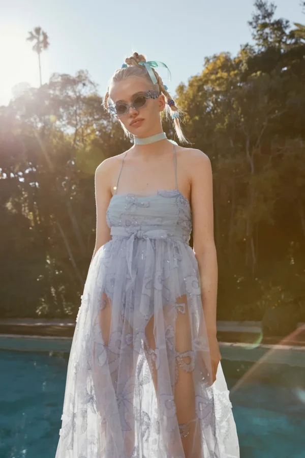Flash Sale For Love & Lemons Kayla Maxi Dress Blue