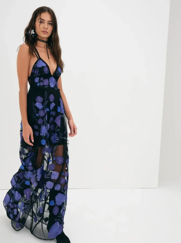 New For Love & Lemons Kaylee Maxi Dress Purple