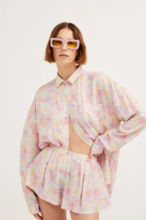 Cheap For Love & Lemons Kennedy Button Up Top Pink