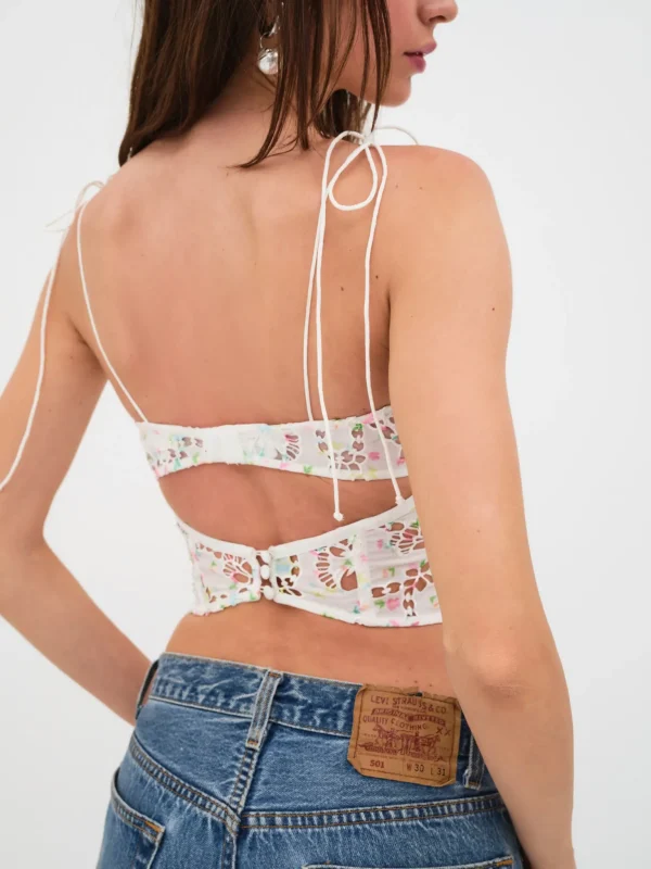 Cheap For Love & Lemons Kyra Crop Top White