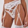 Best For Love & Lemons Lace Heart Embroidery Garter Belt White
