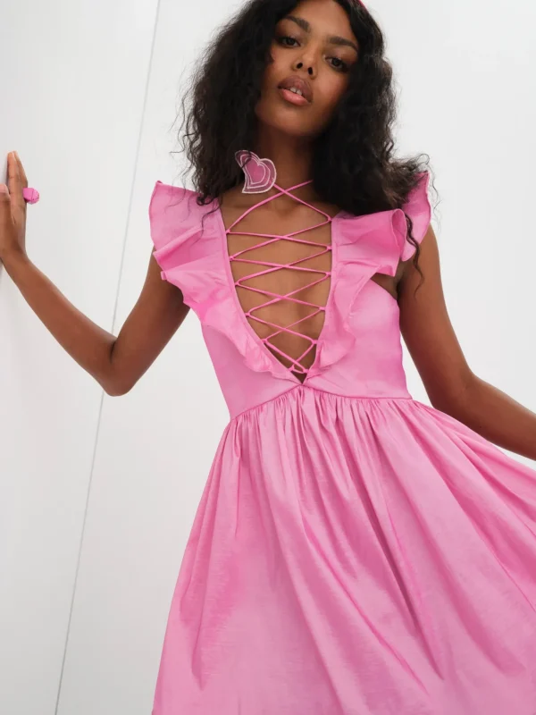 Shop For Love & Lemons Lala Mini Dress Pink