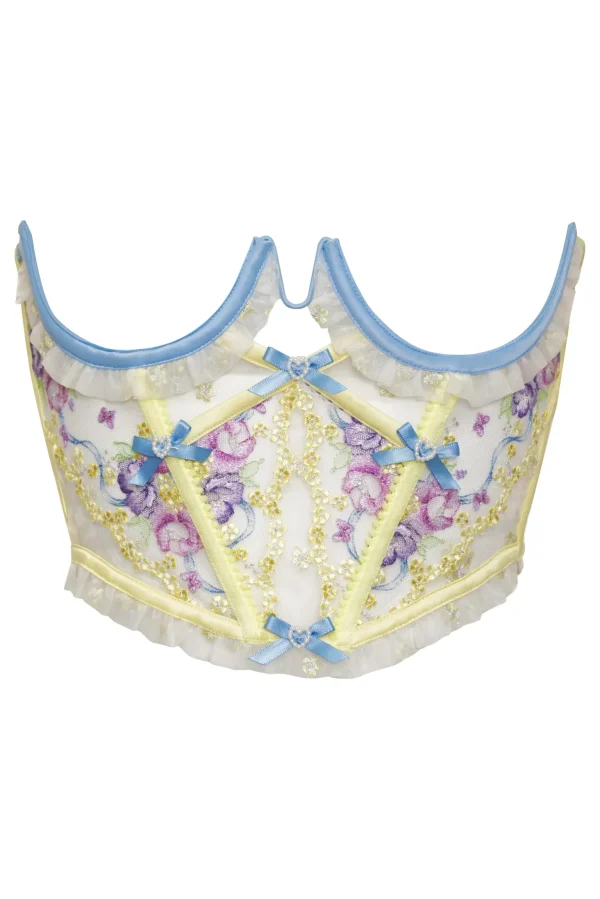 Cheap For Love & Lemons Lavender Meadows Embroidery Corset Yellow
