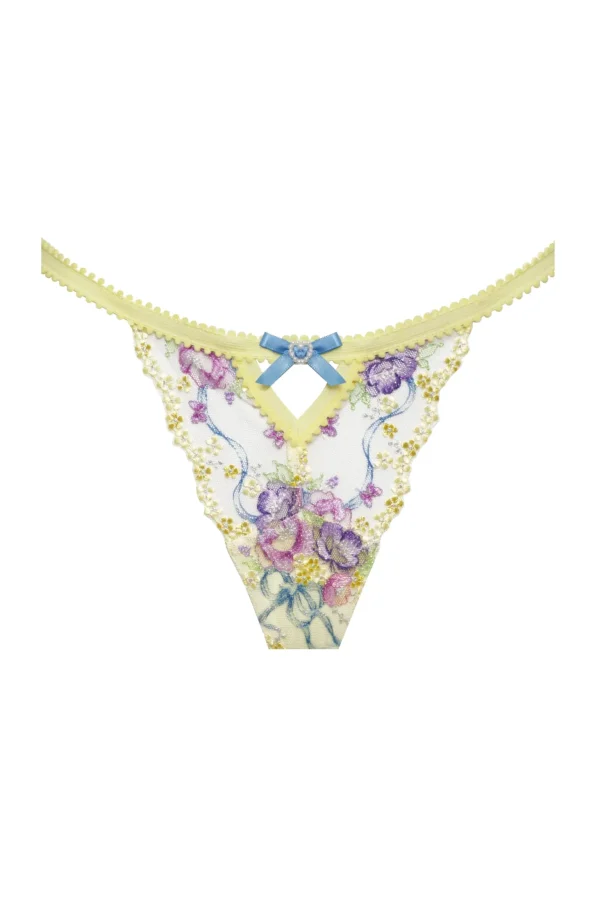 Store For Love & Lemons Lavender Meadows Embroidery Thong Panty Yellow
