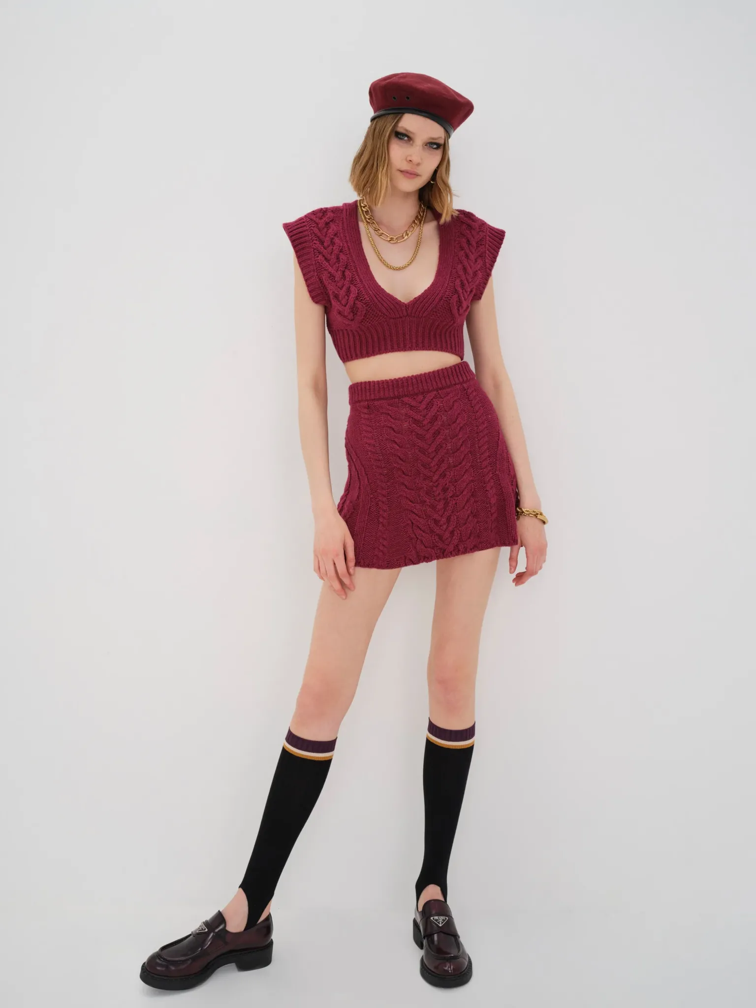 layton_mini_skirt_2.webp Store For Love & Lemons Layton Mini Skirt Red