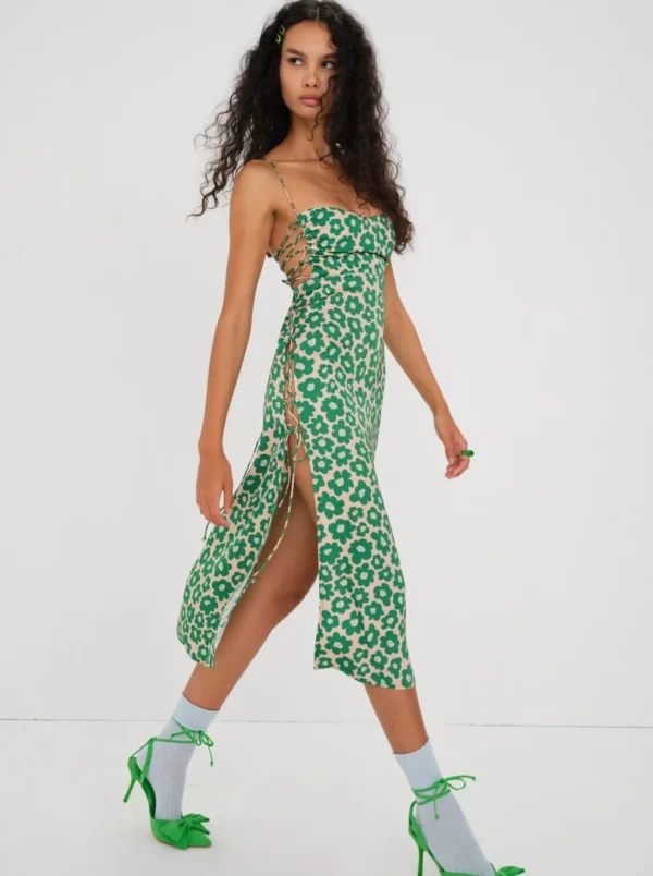 Store For Love & Lemons Lincoln Midi Dress Green