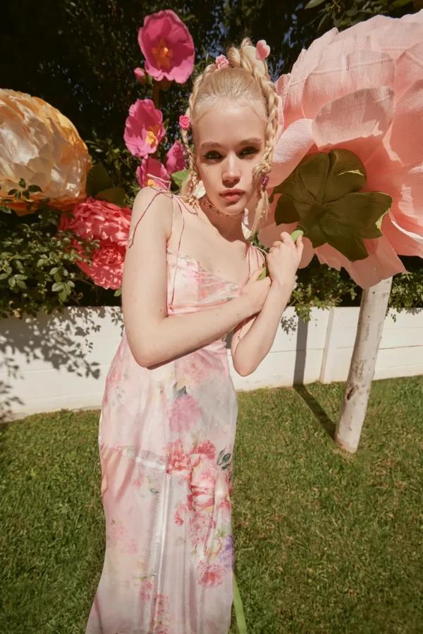Clearance For Love & Lemons Lisa Maxi Dress Pink